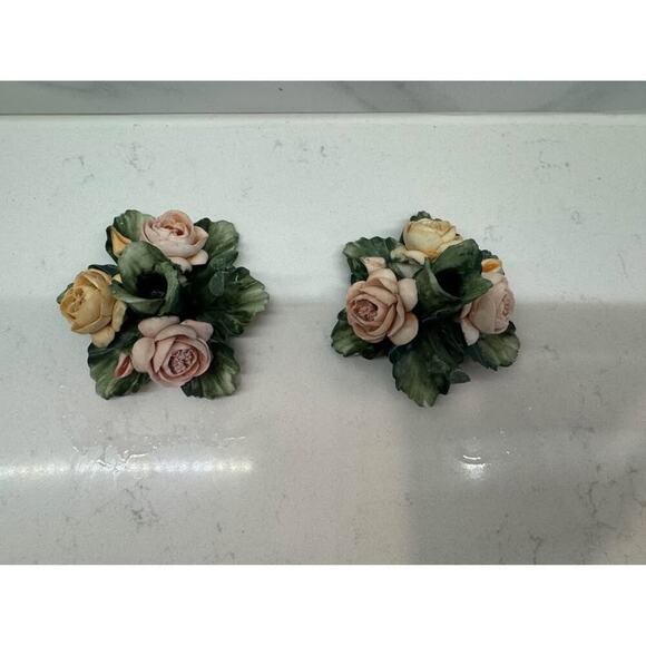 Vintage Capodimonte Porcelain Flower Candleholders - Picture 6 of 7